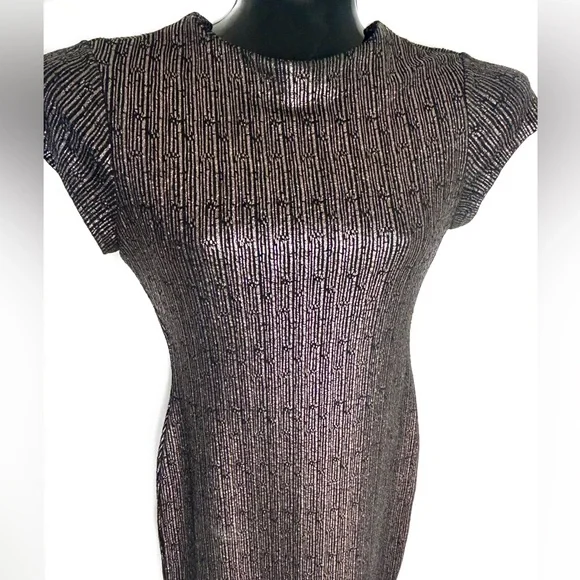 Stella Luce Metallic Ribbed Cap-Sleeve Midi Dress *NWOT - Picture 9 of 14